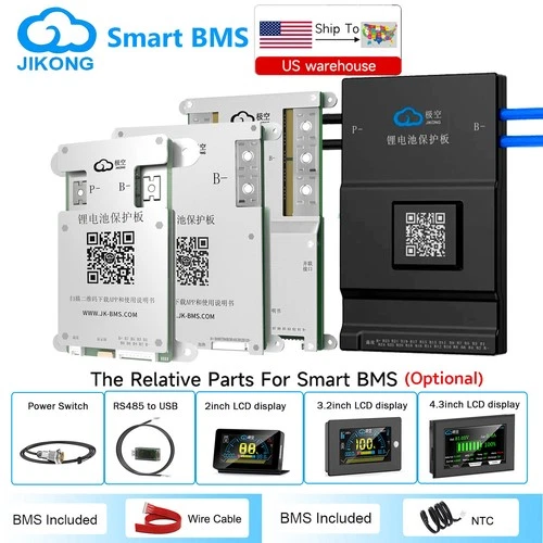 JK BMS with 1A-2A Active Balance in BT for 4S-24S 100A-300A Li-ion LiFePo4 lot