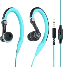 Wired Earbuds Sport Headphones with Over Ear Hooks Sweatproof in Blue