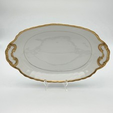 Vintage Elite Works Limoges 17 in Platter Gold Scallop Rim France Bawo & Dotter