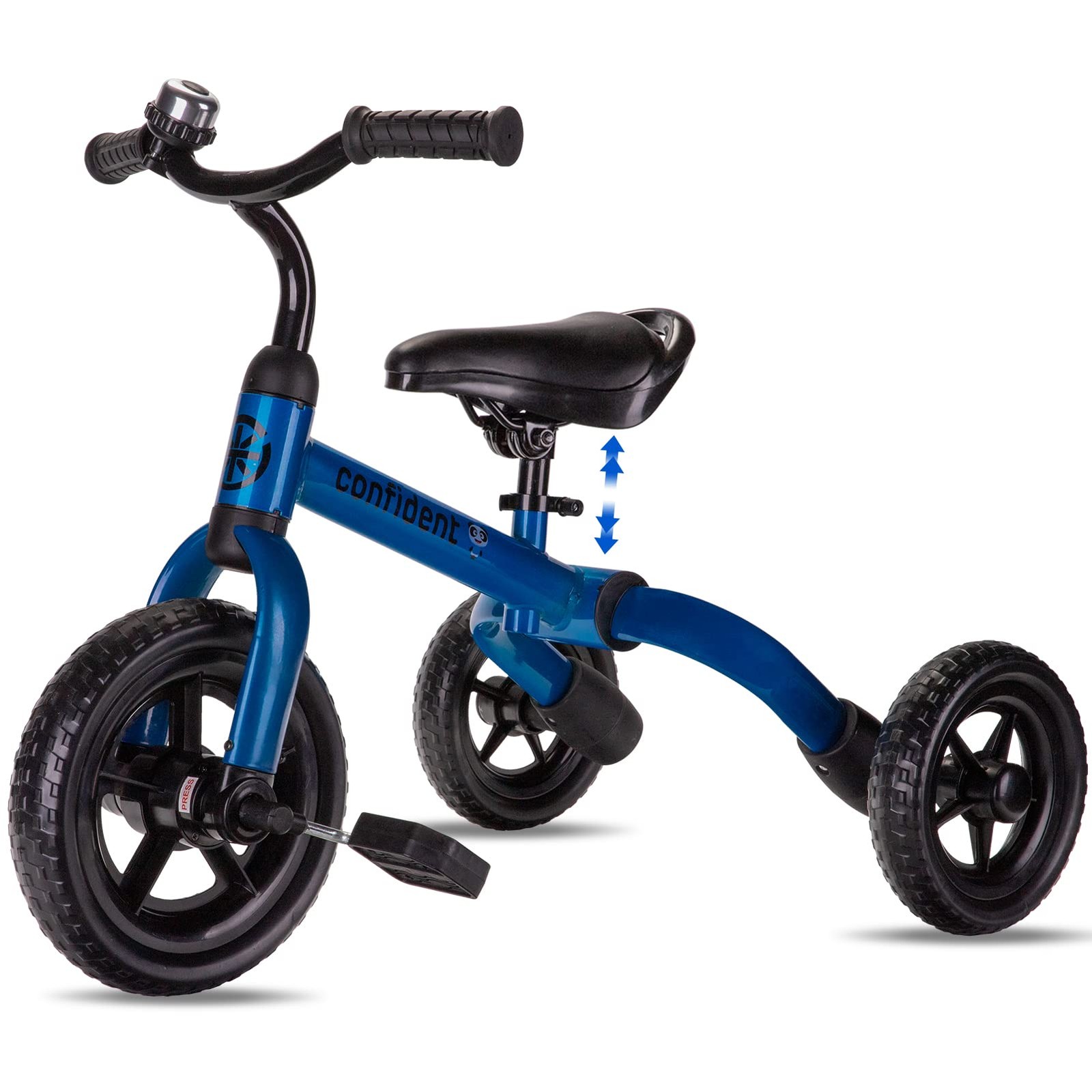 3 in 1 Toddler Tricycle Balance Bike Folding Adjustable Seat Blue Age 2-5