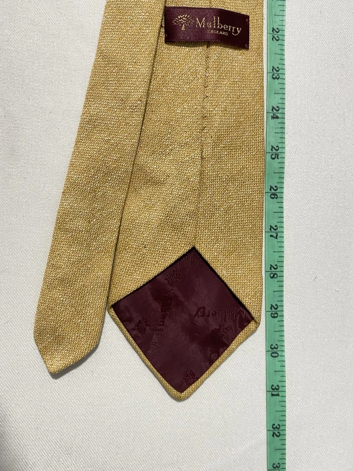 MULBERRY. YELLOW LINEN MEN’S TIE MADE IN ENGLAND EX CON - Image 4 of 4