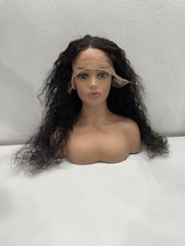 Natural Black Water Wave Human Hair Glueless 13x6 Lace Front Wig, 34"