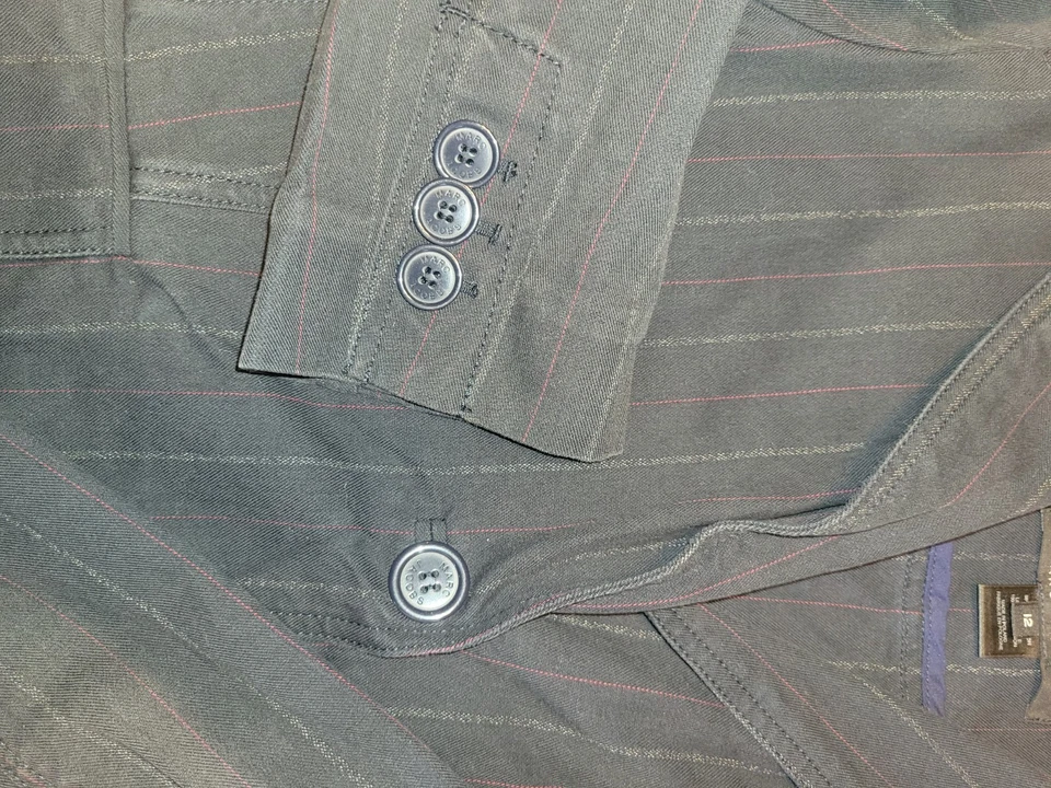 Blazer feminino casual MARC JACOBS azul marinho listrado peito único 12  - Imagem 4 de 4