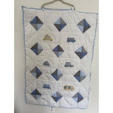Pottery Barn Kids Transportation Quilt Crib Toddler Cars Trucks Patchwork Blue