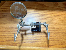 Vtg Aoraem Helping Hands Magnifier  Dual Adjustable Alligator Clips in Silver