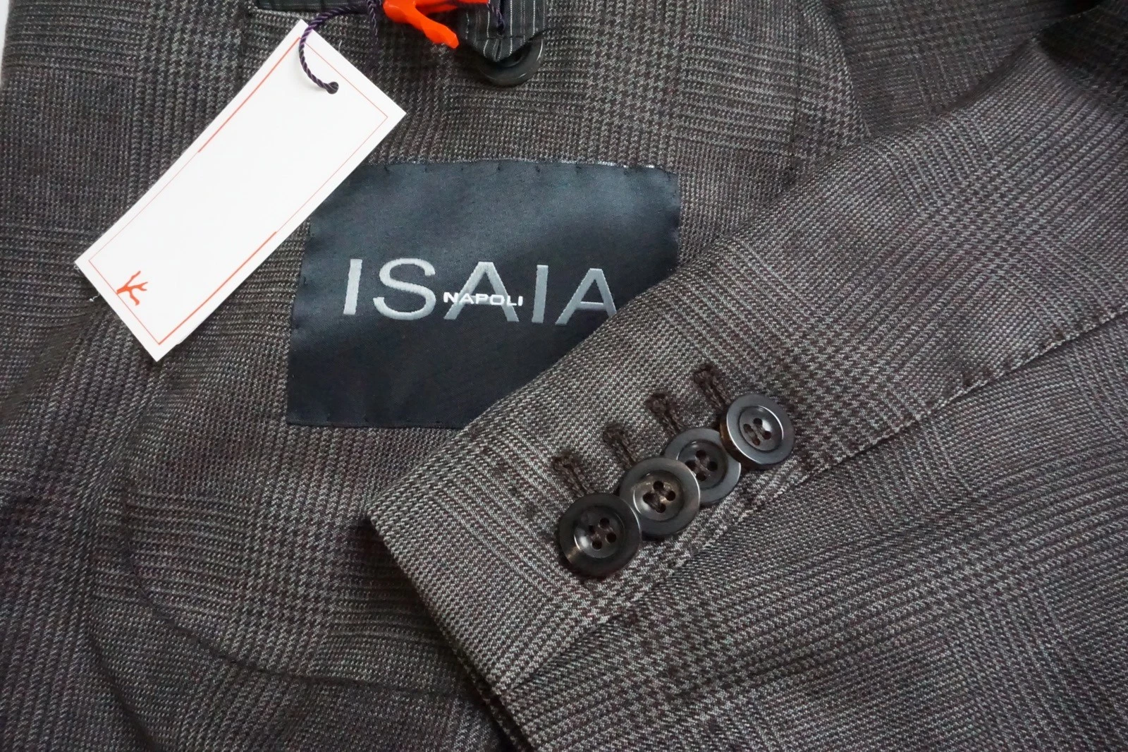 Isaia Napoli Brown Plaid Lightweight Wool Sport Coat Jacket 40R NEW
