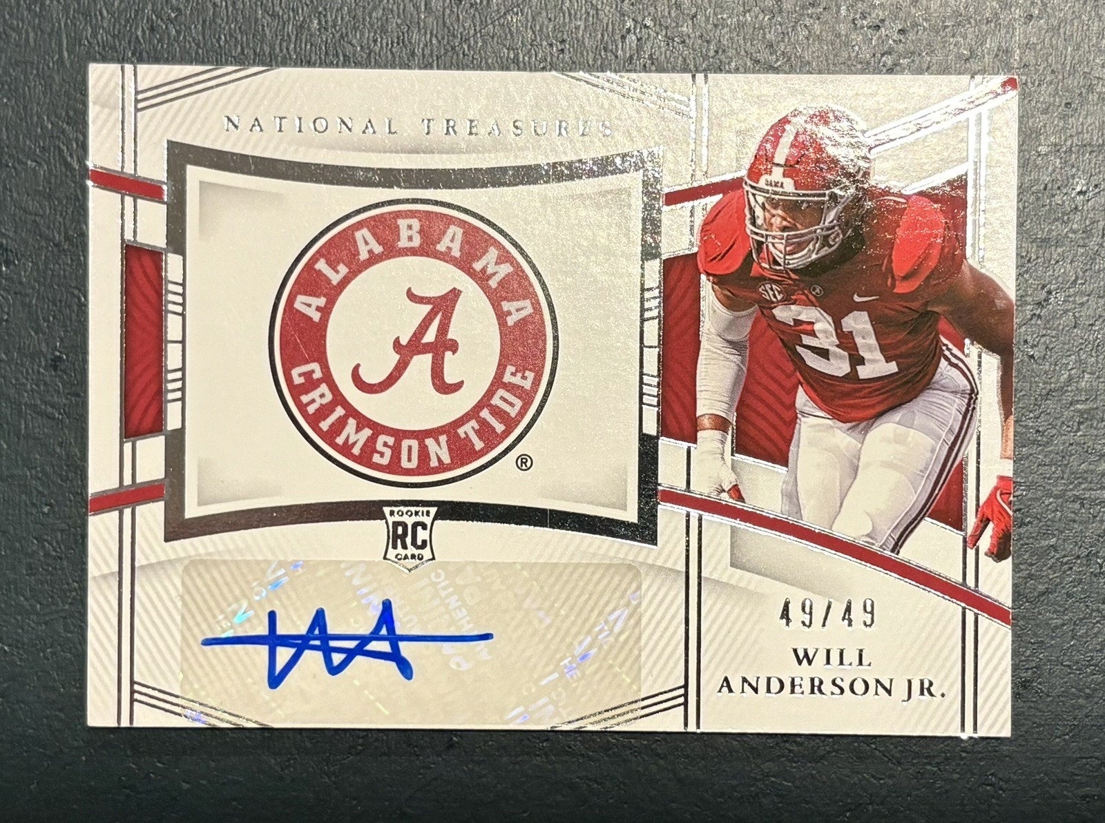 Will Anderson Panini National Treasures Collegiate Team Logo Signatures #TLSWA Base