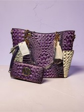 Mia K Collection Purple Croc Embossed Tote  Wallet Set NWT