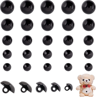 PH 300 Schwarze KnöPfe FüR Bastelaugen, 5 GrößE Tieraugen Runde GewöLbte KnöPfe