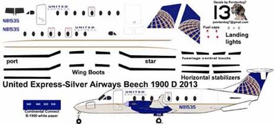 United Express Beechcraft B-1900D Pointerdog7 decals for 1/144 kits 