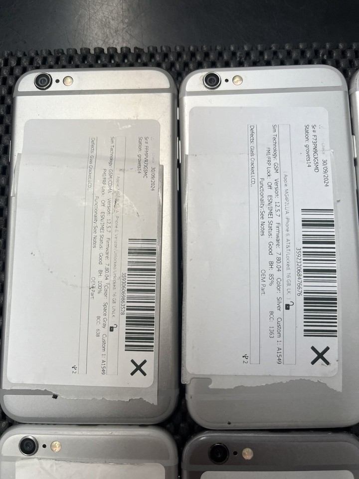 Lot Of 5X Apple iPhone 6 Model A1549 Cracked Screen Repair 16GB 64GB AT