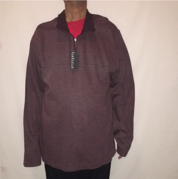 New Men s Van Heusen Quarter Zip Sweater Top Long Sleeve XL eBay