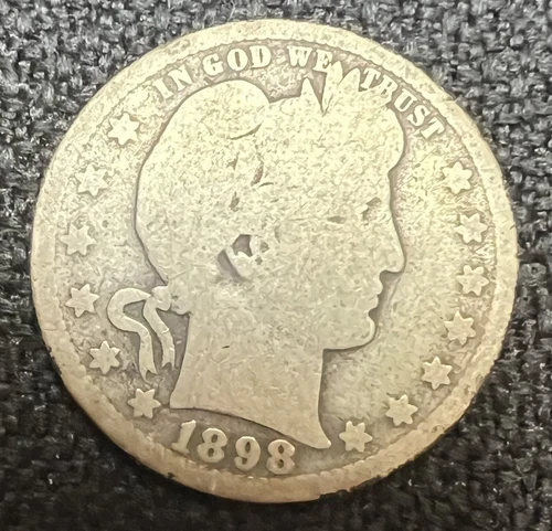 1898 O Barber Quarter 90% Silver KM 114  Album-toned 125 YO coin New Orleans