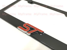 1pc 3D ST Emblem Badge Black Metal License Plate Frame Holder Tag (Red)