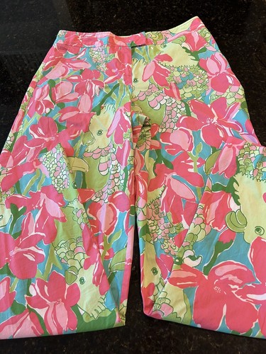 Vintage Lilly Pulitzer Papageienhose Größe 10 breites Bein