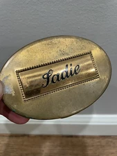 Vintage Brass Compact Mirror 3.5” Personalized Sadie NL