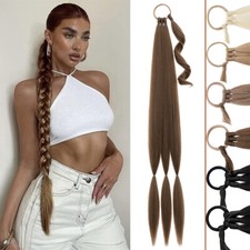 Long Pony Tail Wrap On Hair Extensions Braids Ponytail Thick AS Human Natural US