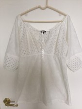 Karen Kane Sexy White Lace Cotton Dress Summer Blouse Size Large Retail $100+