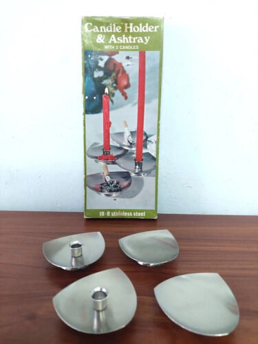 Vintage MCM 2x Candle Holders and 2 x Ash Trays in Box Hong Kong Mid Century Mod - Picture 1 of 8