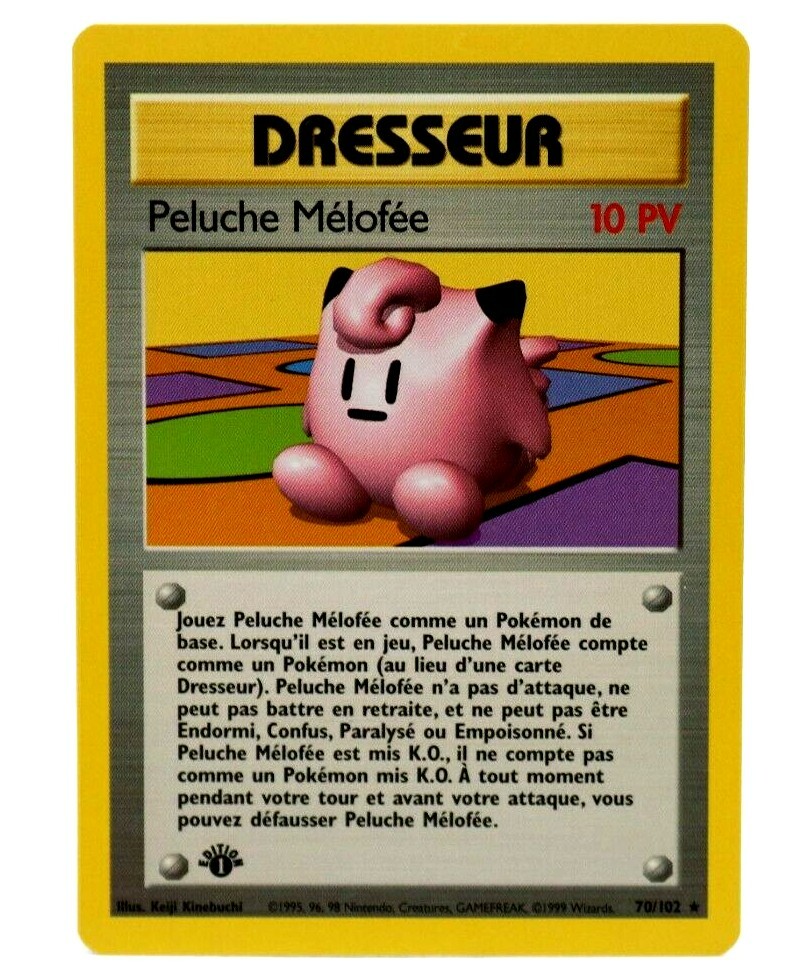 Clefairy Doll 70/102 French 1st Edition Base Set Pokemon Peluche