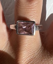 Pink Art Glass 925 Sterling Silver Ring Sz 8.75