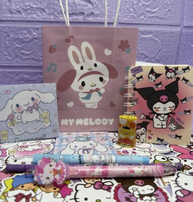 Notizbuch Schreibwaren My Melody Kuromi Gummi Textmarker SANRIO GESCHENKTÜTE