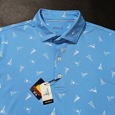 Johnnie -O Men's Claro Printed Performance Polo Shirt Size M Short Sleeve Malibu