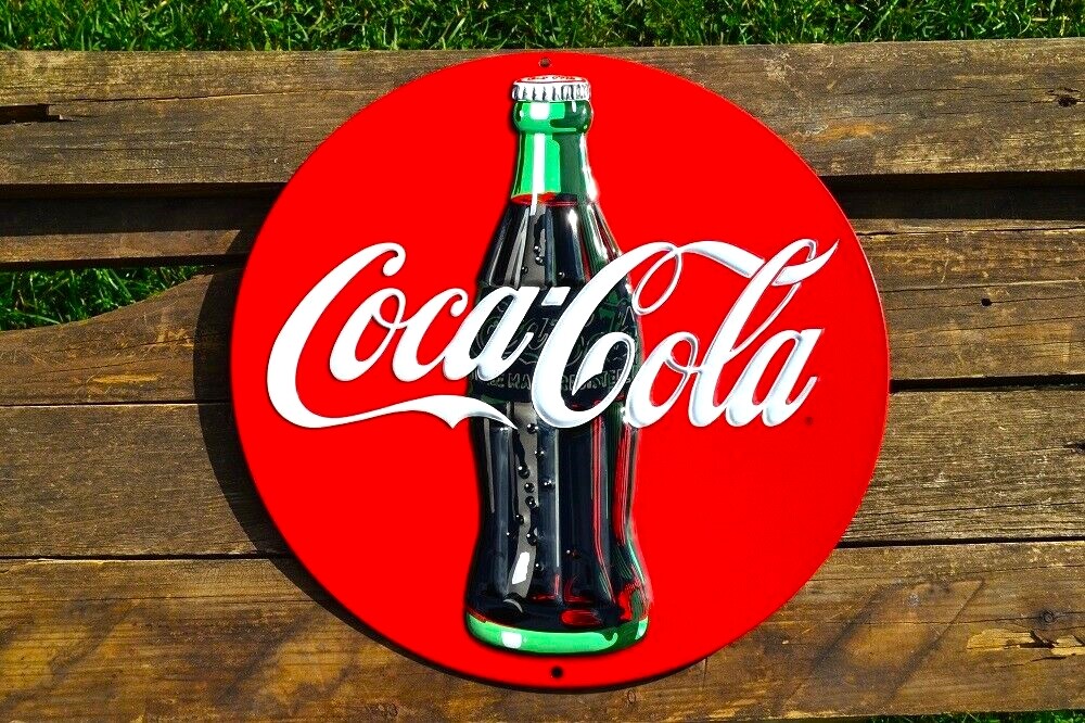 〈昭和レトロ〉Coca-Cola レトロサイン 直径約60cm Vintage Coca - Cola Double-sided Metal Sign-24