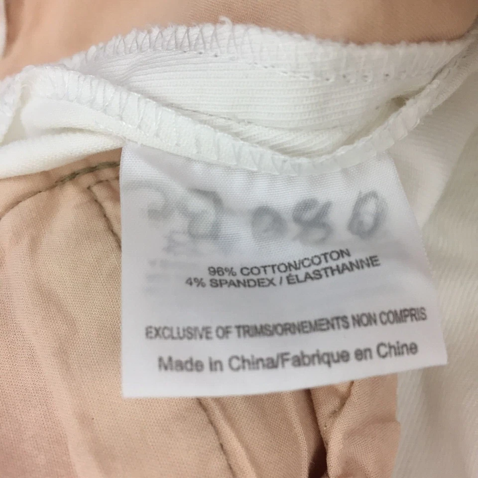 Pantalones de mezclilla para mujer TORY BURCH blanco con dobladillo abertura mezcla de algodón talla 4 Foto 3 de 4