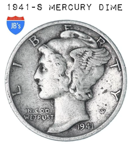 1941 S Mercury Dime 90% SILVER Very Good (VG) *JB's Coins*