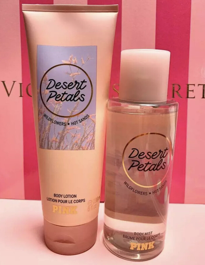 VICTORIA SECRET Pink DESERT PETALS MIST N LOTION SET NEW