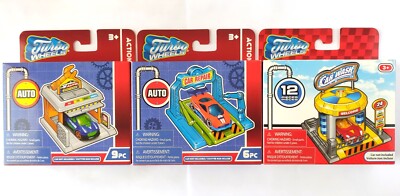 Turbo Wheels Mini Auto Service Car Repair Car Wash Buildings Toys 3+ Gift Set/3
