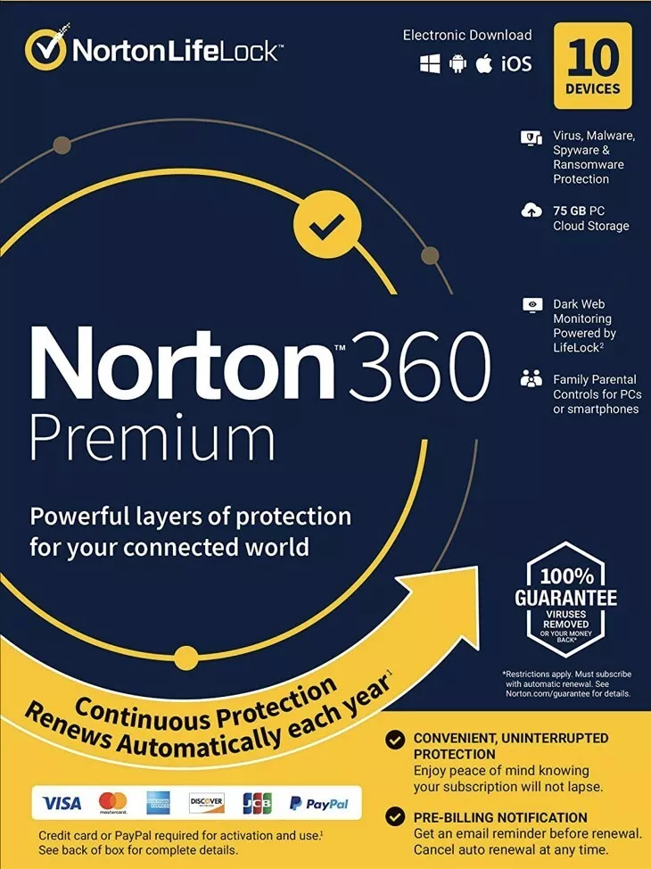 NORTON 360 Platinum, 100 GB, 1 Ano, 1 Pessoa, 20 Dispositivos - Chave  Digital