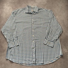Peter Millar Mens Button Up Dress Shirt Size 2XL 100 Cotton Blue Square Pattern