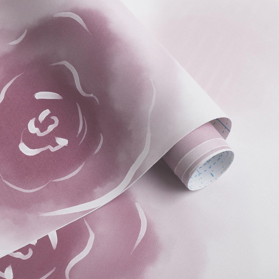 Dimoon 236"x16.1" Pink Wallpaper Peel and Stick Wallpaper Floral