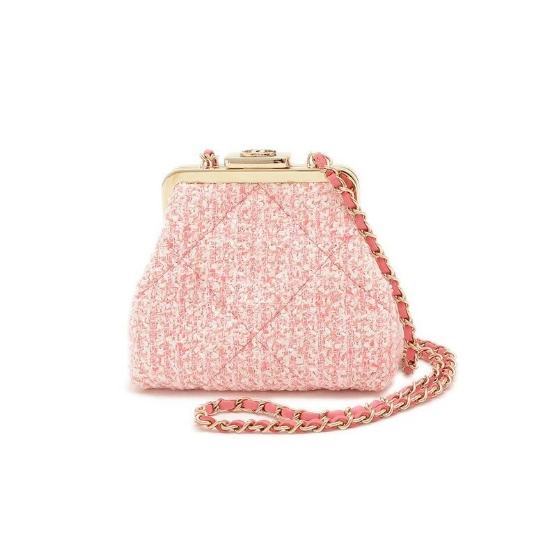 Borsa a tracolla CHANEL Coco Mark catena tweed rosa autentica