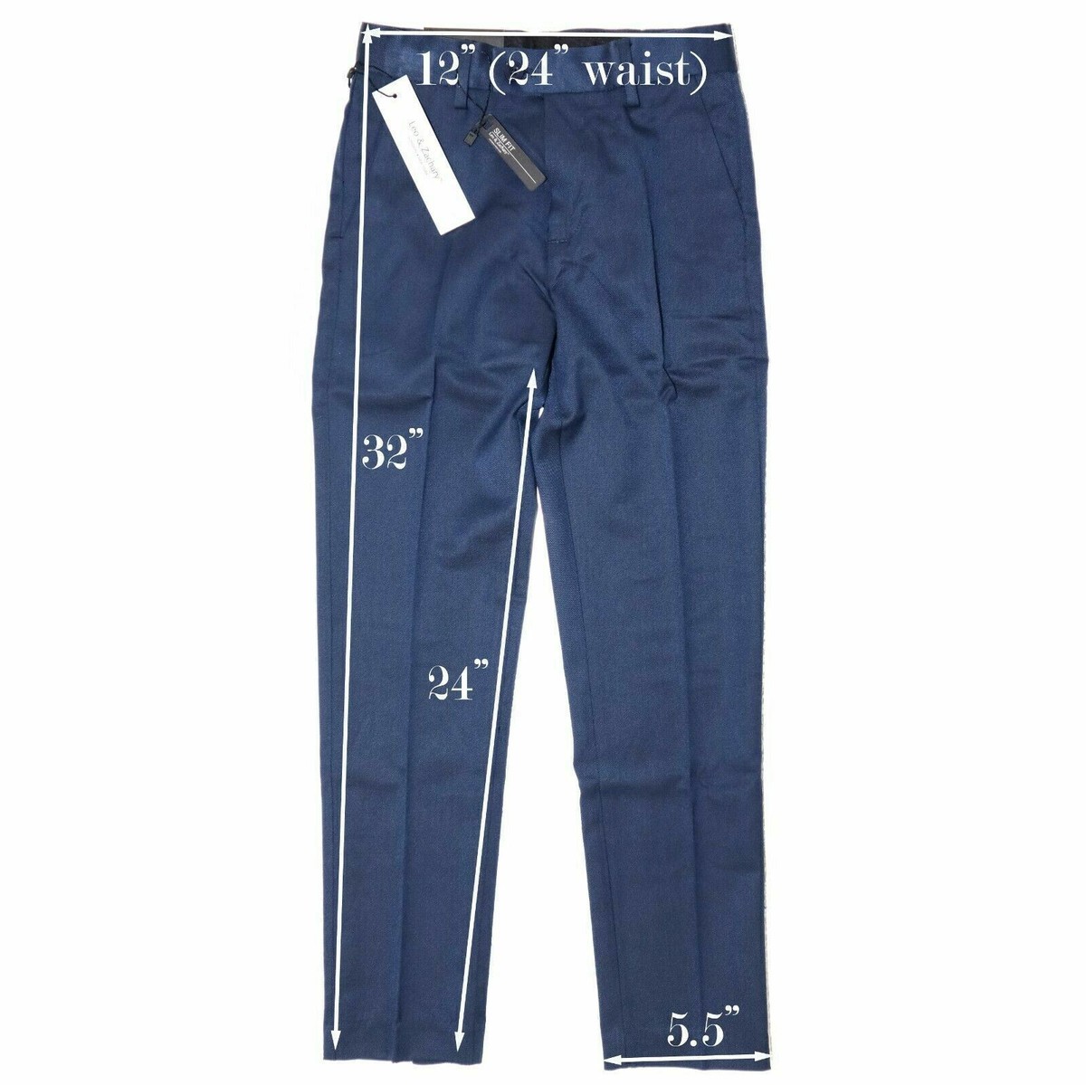 Leo & Zachary Boy's Adjustable Waist Fashion Slim Fit Slacks Pants Blue  Size 8