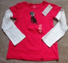 GYMBOREE girl's NWT sz 6 cotton red/pink LS embroidered dog w/bling