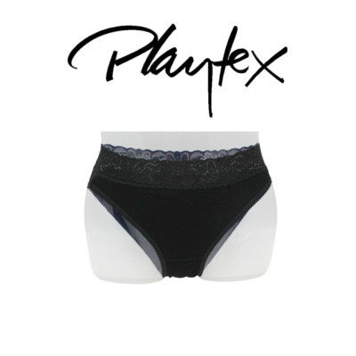 Tripack Damen Slip Slip aus Baumwolle schwarz, Cherish Spitze/Sgambata 16311 Playtex