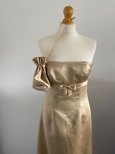 Bella Formal Dress Venus UK 10 Gold Bridesmaid Prom Evening WITH BAG WEDDING Y2K