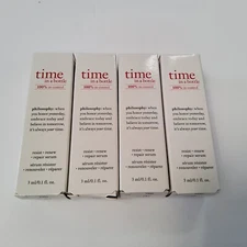 Lot Of 4- Philosophy Time In A Bottle Resist Renew Repair Serum .1fl Oz/3ml