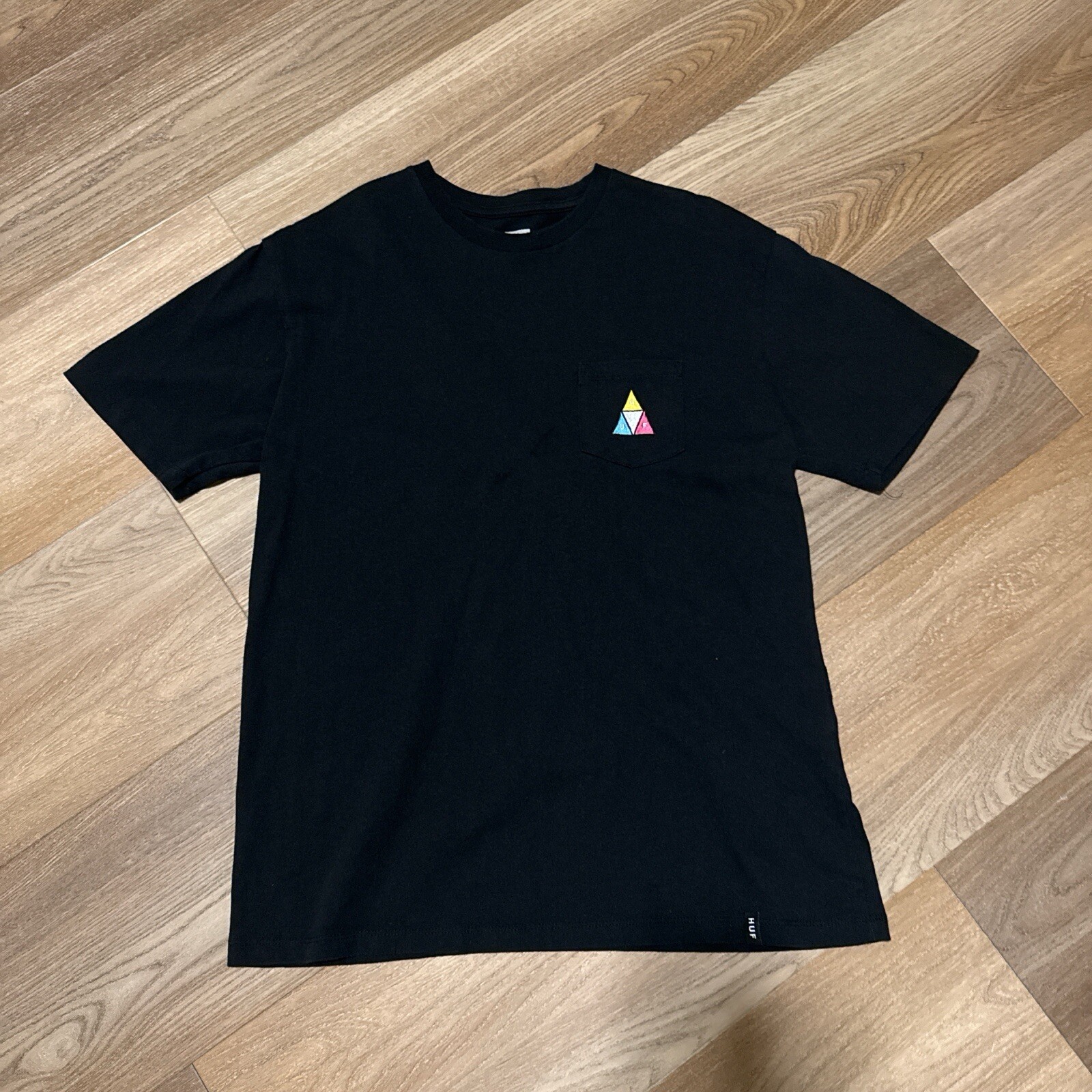 Black HUF Logo Pocket Tee - Stylish & Comfortable Streetwear Essential  
