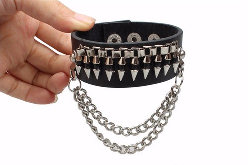 Bullets Chains Style Leather Gothic Style Steampunk Bracelet Wristband Gothic - Picture 2 of 8