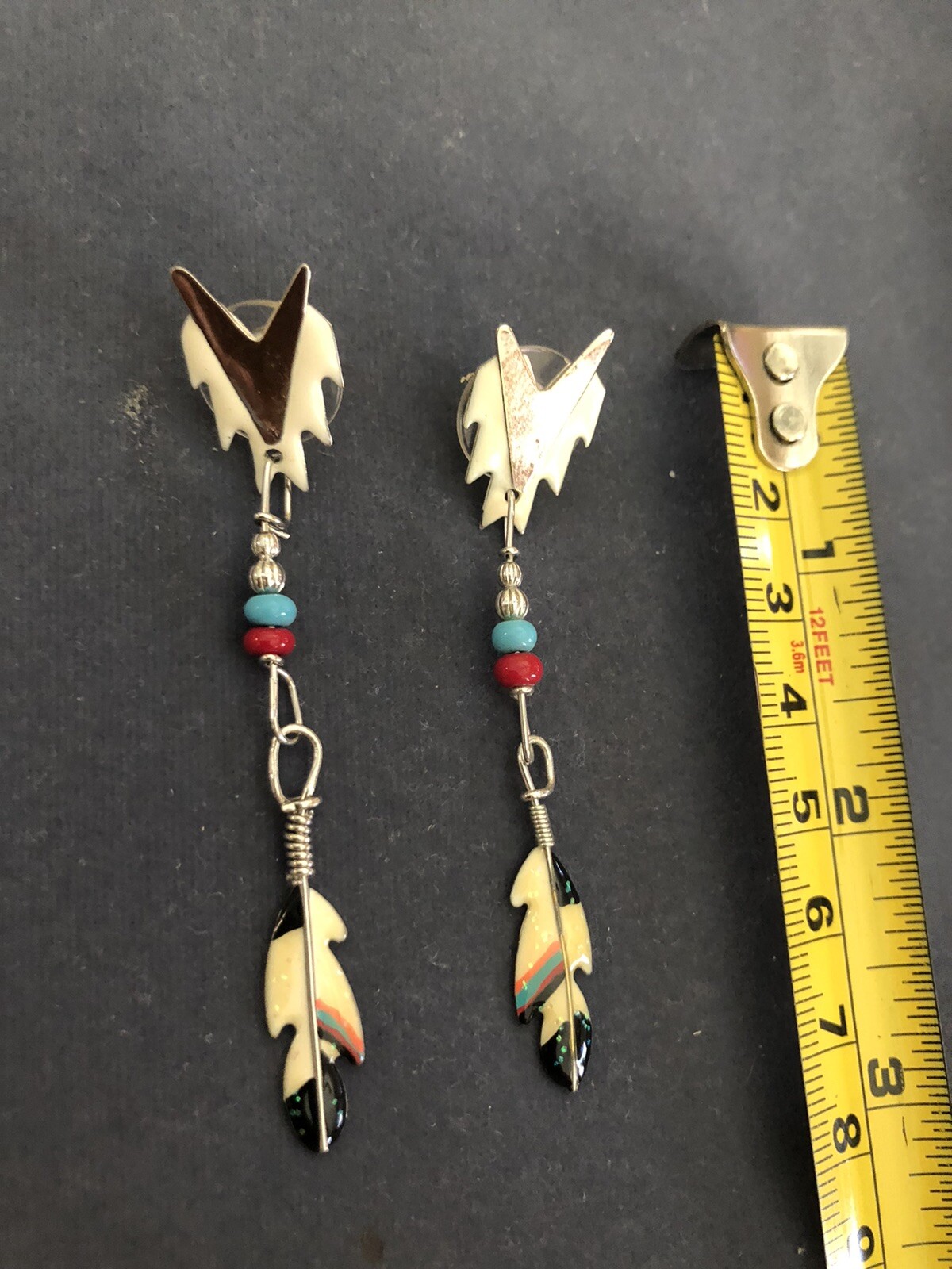 Lunch At The Ritz FEATHER SANACK post Earrings; HAND SIGNED & RARE!