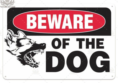 Beware Of The Dog Metal Tin Sign Warning Property Yard Plaque Wall Poster