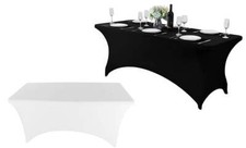 4ft-8ft Spandex Tablecloth Stretch Fitted Table Cover Black and White