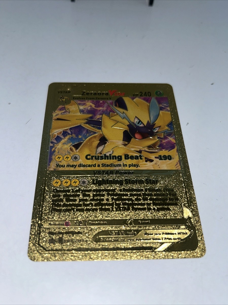 Zeraora VSTAR Gold Toned Foil Pokemon Card Fan Art Display Card
