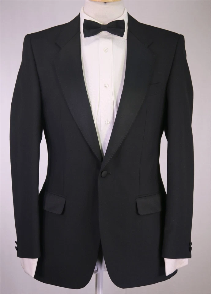 Mr Harry Black 1-Btn Formal Notch Lapel Tuxedo Wool Suit Made in England 38S - Image 2 of 4