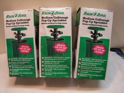3 Rain Bird Pop Up Sprinkler MG-4 Med Gallonage Spray Up To 49  * UN-OPEN Box *