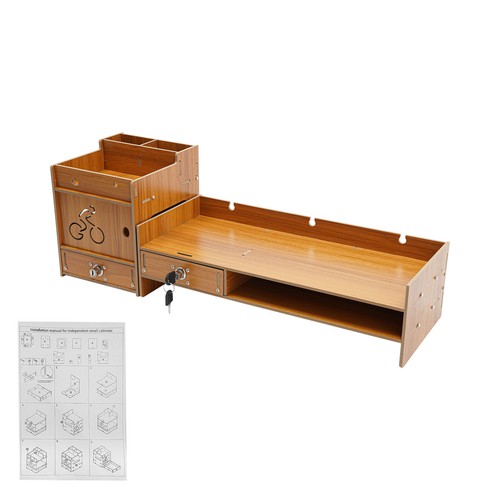 Desktop Monitor Stand Riser 19 in Printer Stand w/ Side Organizer Storage Drawer - Picture 2 of 18
